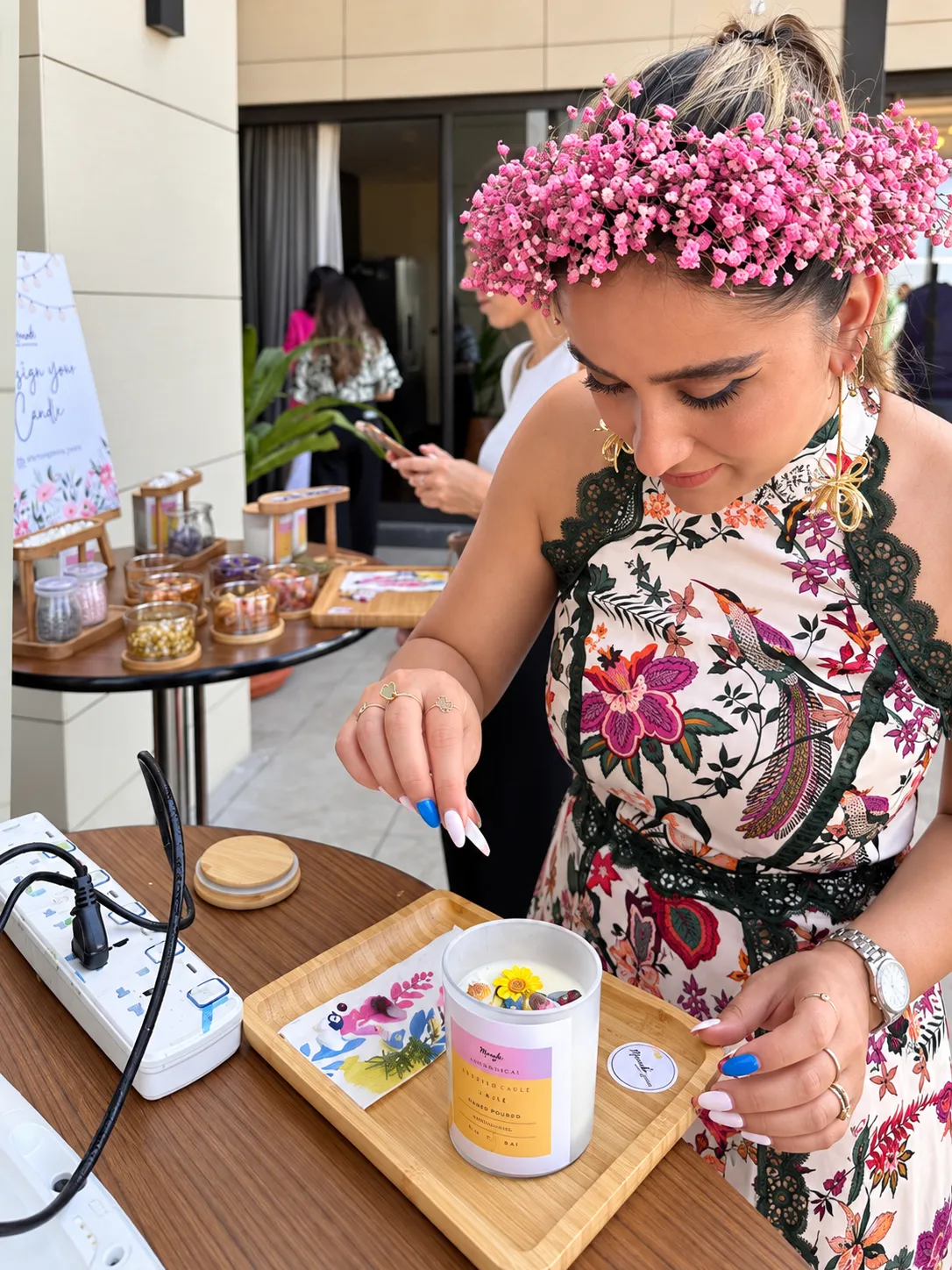 Anthropologie — Pressed Flower Candle Décor