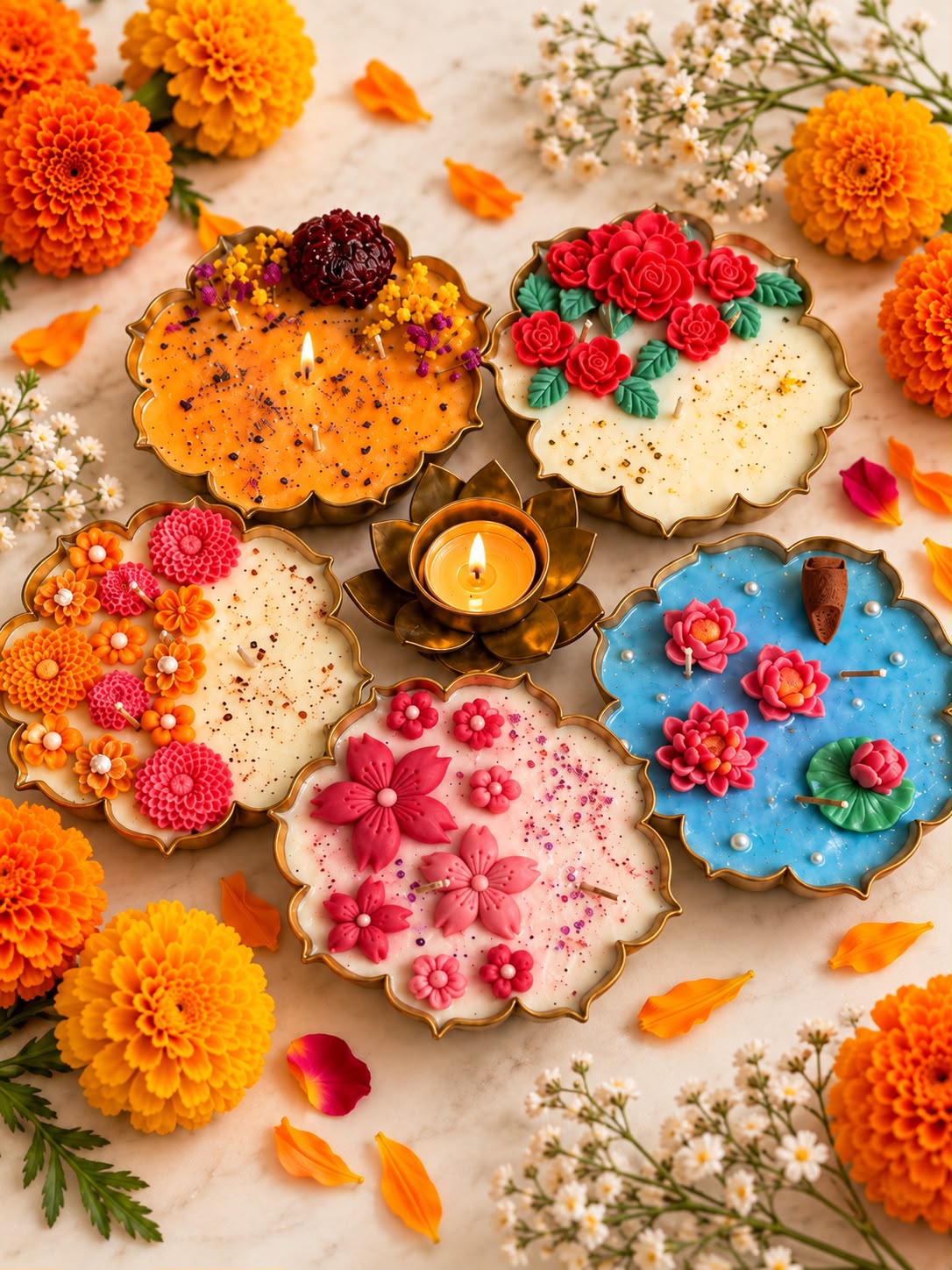 Diwali Lotus Candles